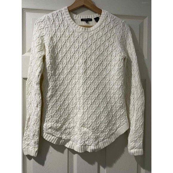 JEANNE PIERRE Tops - Jeanne Pierre Womens Size XS Sweater White Ivory Long Sleeve Crew Cable Knit